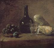 Lee s basket with glass bottles and cups cucumber Jean Baptiste Simeon Chardin